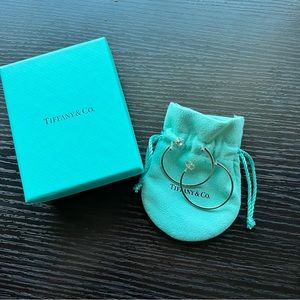 Tiffany & Co Sterling Silver Estate T Hoop Earrings
